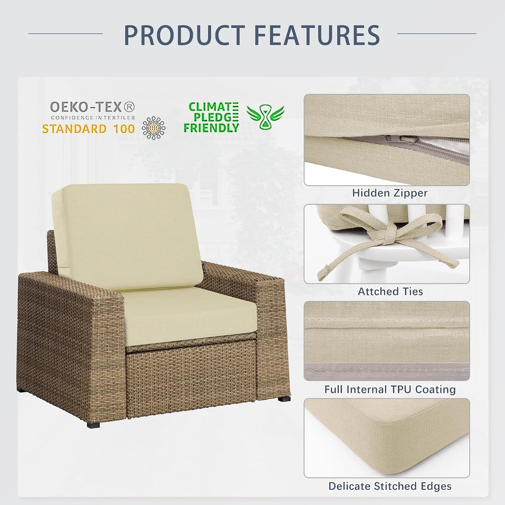 Favoyard Outdoor Deep Seat Cushion Set, 22 x 22 Inch, Beige