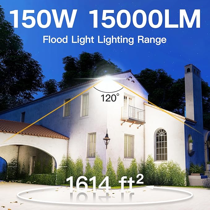 2 Pack LED Flood Lights Outdoor, 150W 15000LM Super Bright Floodlight Outside...