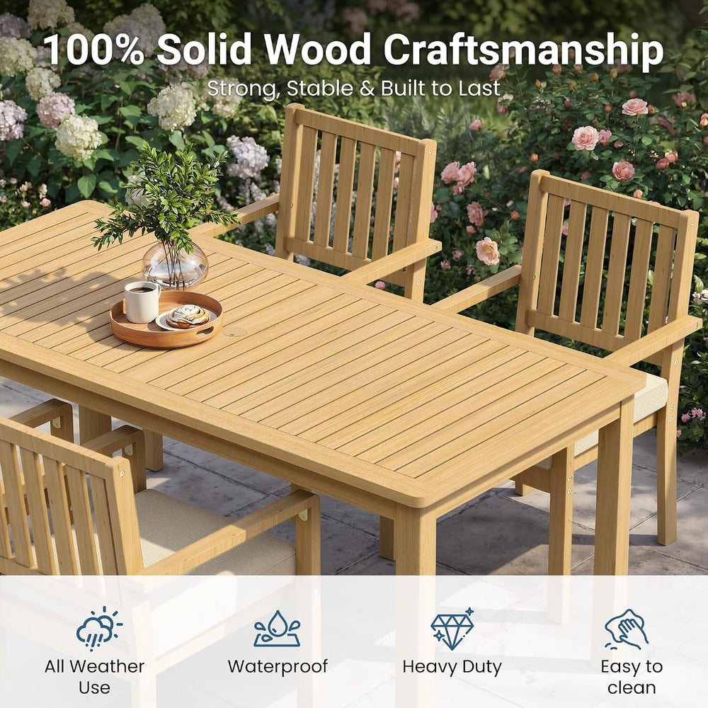 Wisteria Lane Acacia Outdoor Dining Table, 68"×32" Patio Dining Tab...