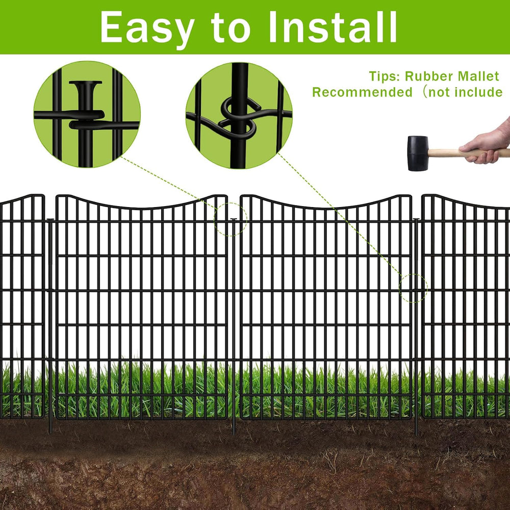 10 Panels Garden Fencing Animal Barrier with Gate, 40 in(H) X 23.6 ft(L) Dog ...