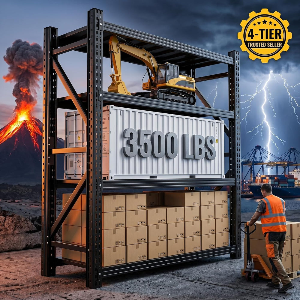3500LBS Storage Shelves,Garage Shelving Heavy Duty,4-Tier Adjustable Metal St...