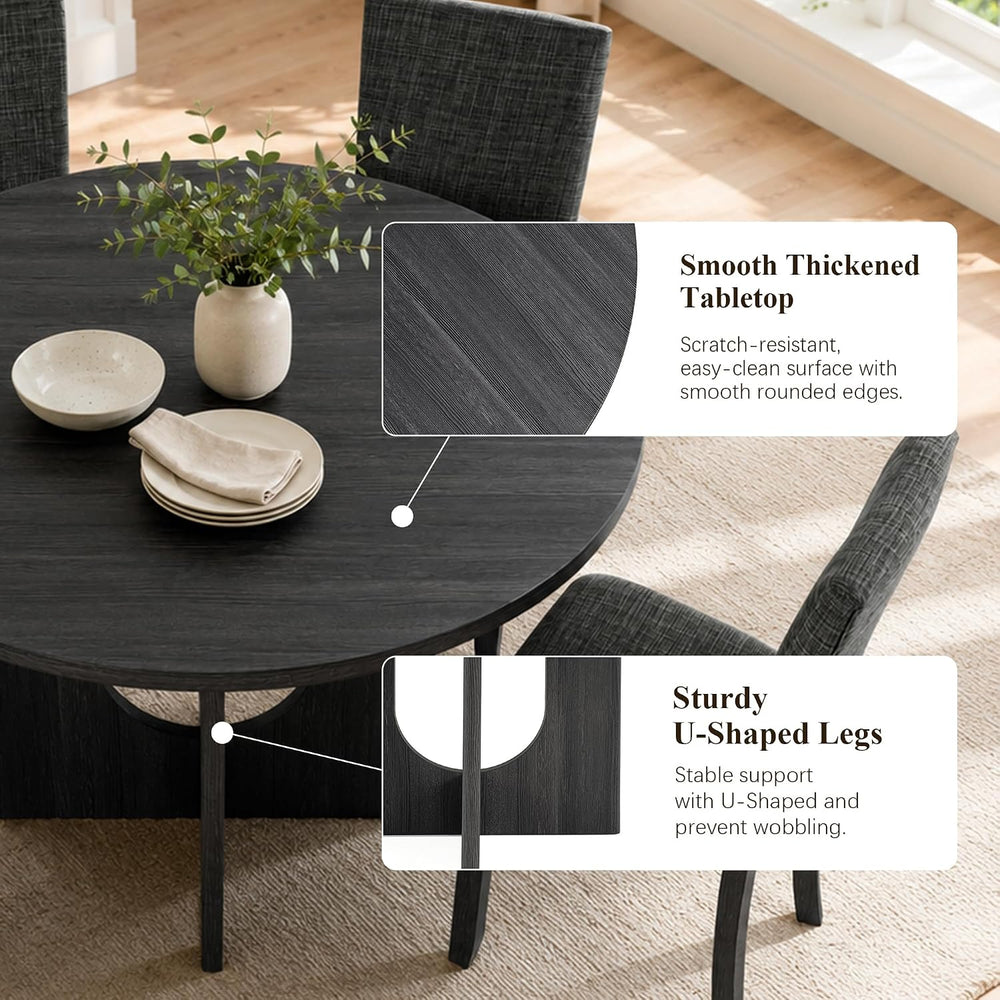 Round Dining Table Set for 4, 47" Round Tabletop, Dark Gray
