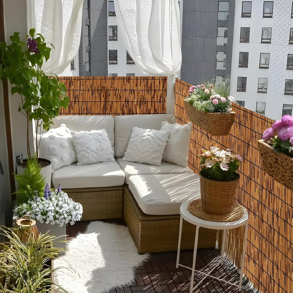 FENRUNXU Bamboo Reed Screen Fencing,4FT X 16.4FT Natural Reed Fencing Bamboo ...