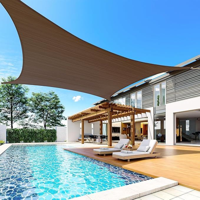Quictent 185G HDPE Square 24x24FT Sun Shade Sail Canopy 98% UV Block Top Outd...