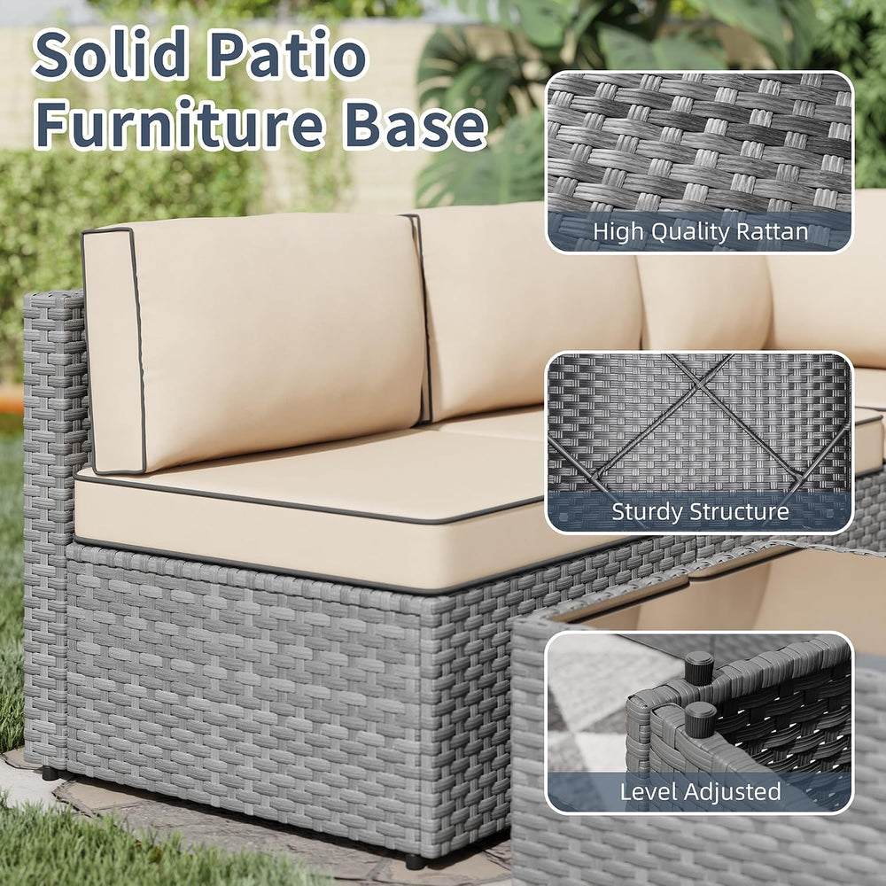 5pcs Patio Outdoor Furniture Sets Conversation Set,Low Back All-Weather Ratta...
