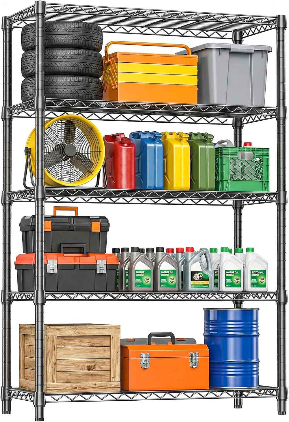 5-Tier Heavy Duty Metal Storage Shelving Unit, Adjustable Steel Wire Rack She...