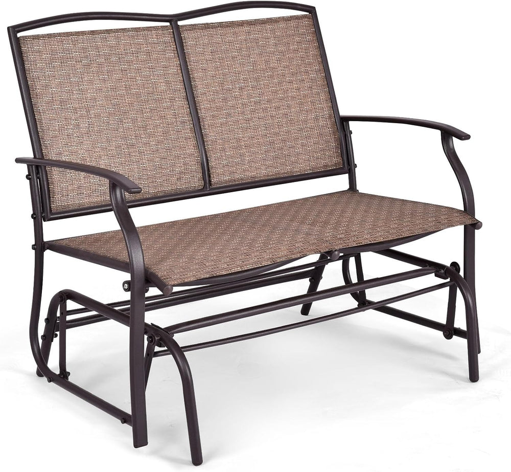 DORTALA 2 Person Patio Glider Chair Bench with Sturdy Metal Frame