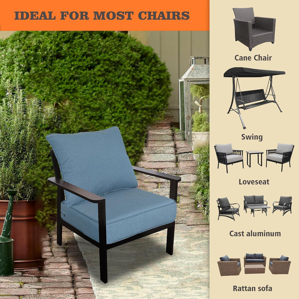Goodgoods 24x24 Patio Deep Seat Cushions 2-Pack, 35D Foam, Light Blue