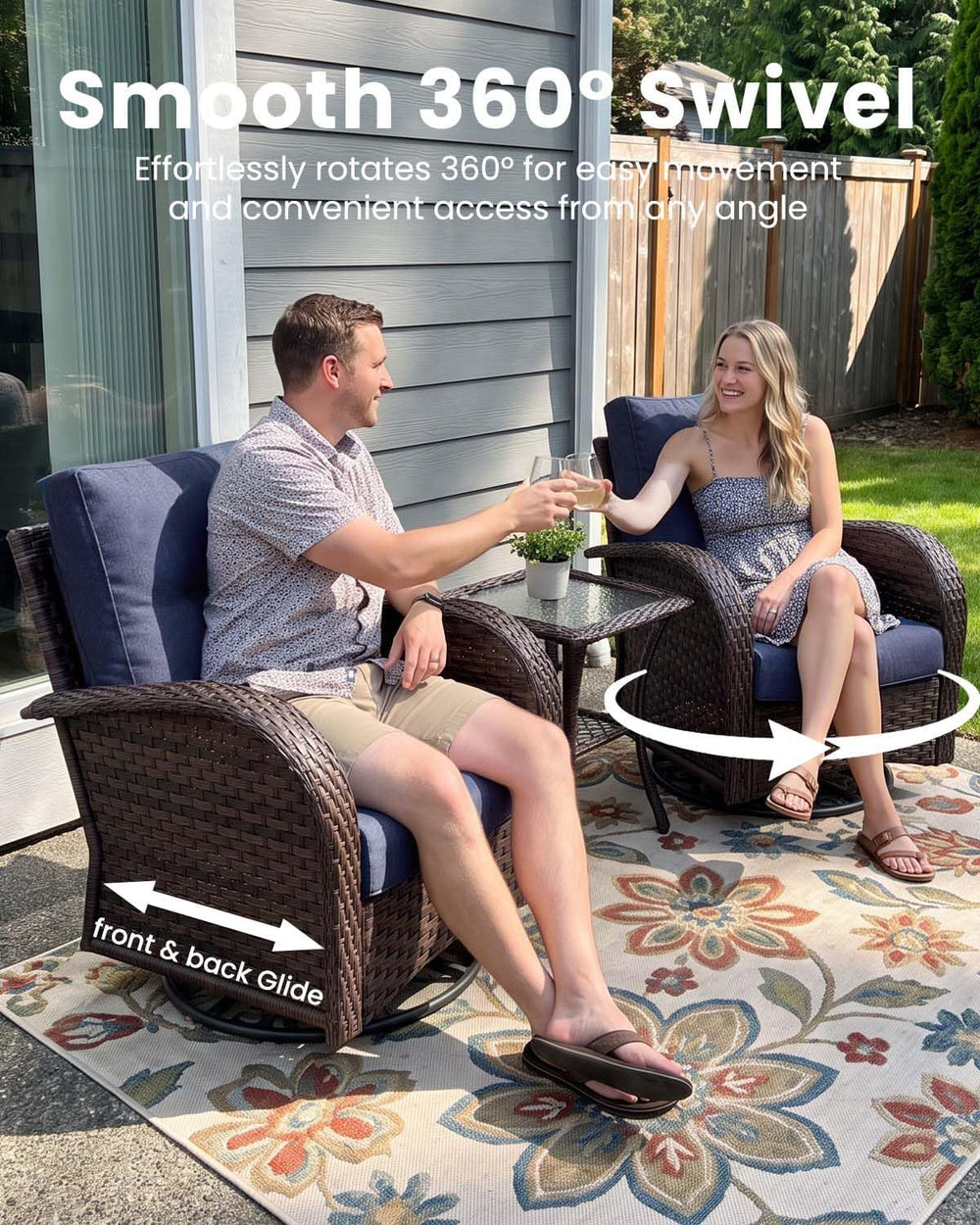 9 Pieces Patio Furniture Sets, Wicker Rattan High Back Outdoor Swivel Rocking...