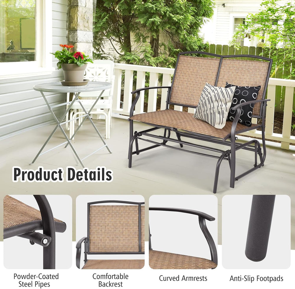 Tangkula 2-Person Patio Glider Bench, Outdoor Rocker Glider Loveseat Chair W/...