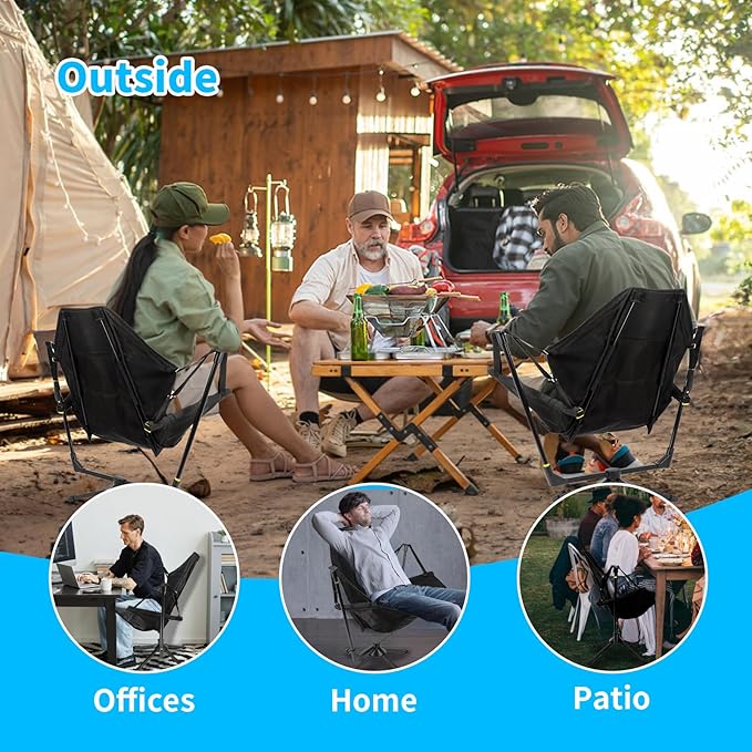 FAHKNS Hammock Camping Chair, 360° Swivel Chair with Adjustable Backrest, Fol...