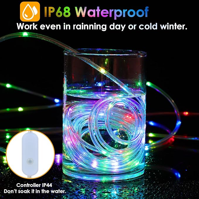 200Ft Rope Lights Outdoor, 18 Colors Changing 610 LED String Lights Plug in w...