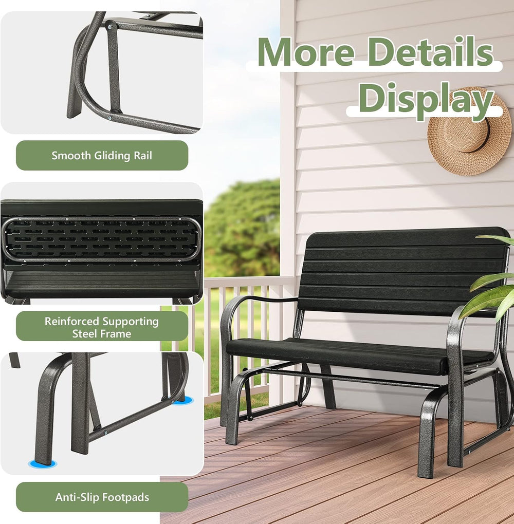 Tangkula Outdoor Glider Bench, Porch Glider Loveseat Swing Bench with w/Steel...