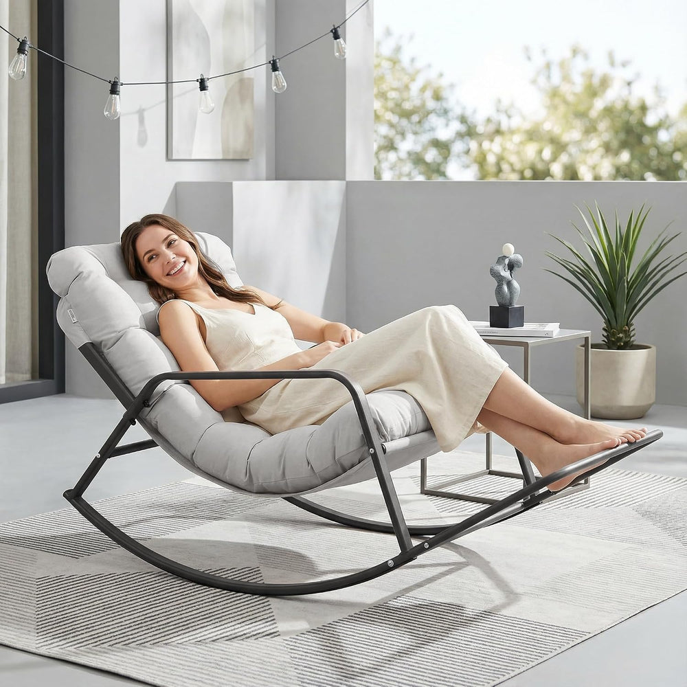 RADIATA Papasan Rocking Chair with Footrest, Outdoor Rocking Lounge Chair