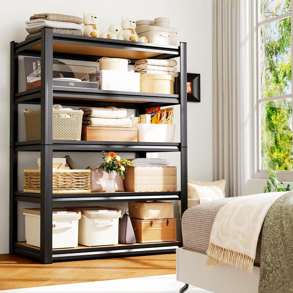 5-Tier Garage Shelving Heavy Duty Storage Shelves, Adjustable Shelving Unit, ...
