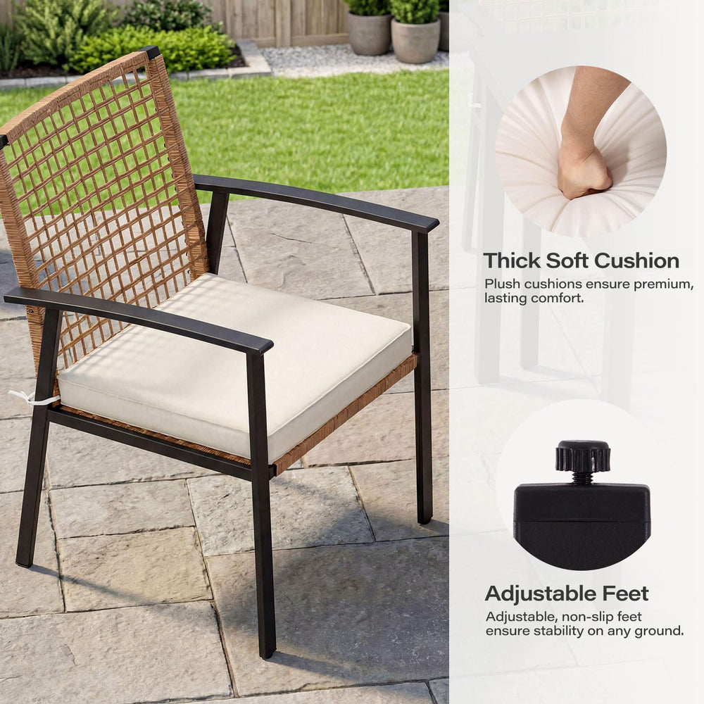 LAUSAINT HOME 5 Pieces Outdoor Patio Dining Set, Wicker Patio Furniture Set o...