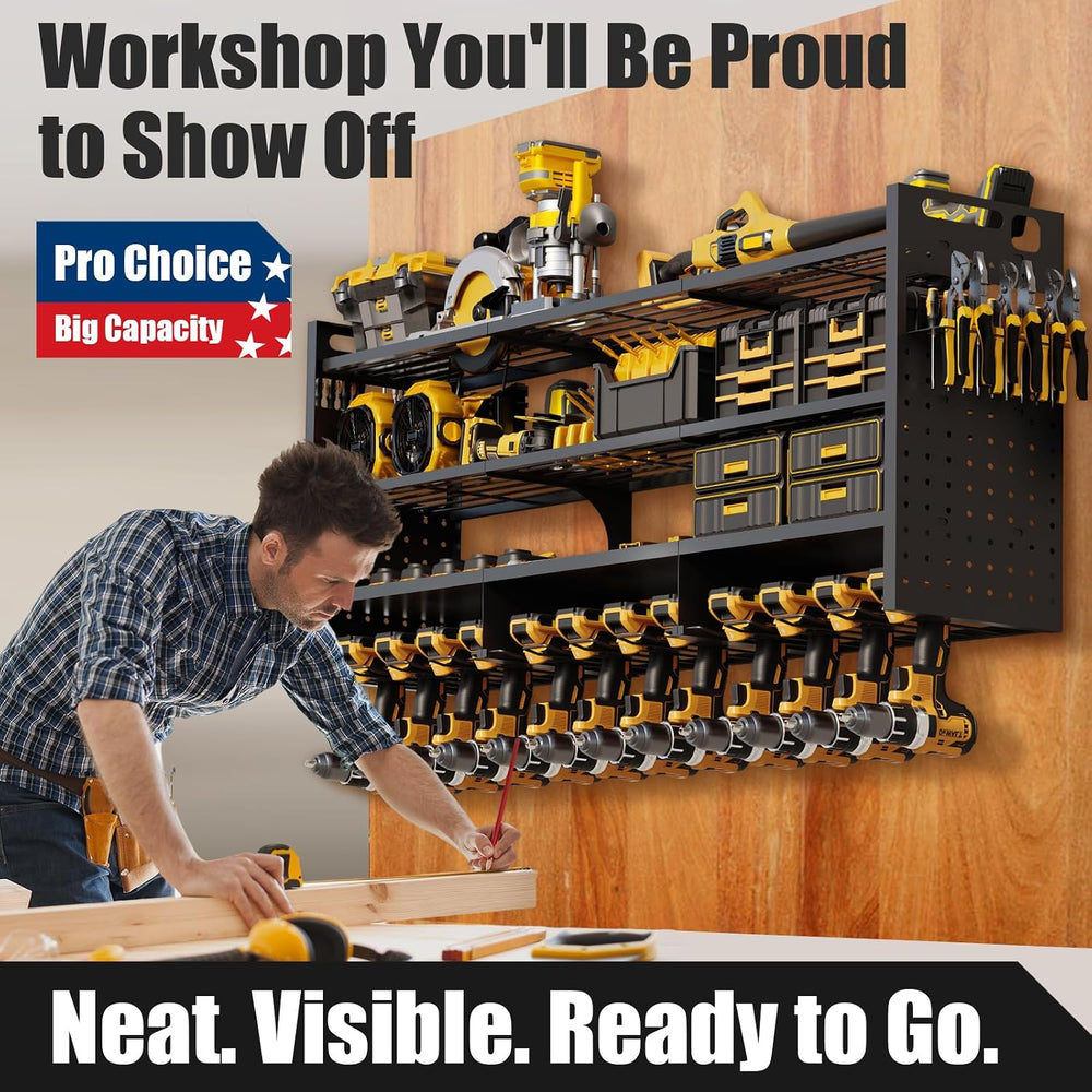 Large 49'' Wide Power Tool Organizer Wall Mount, 4-Tier