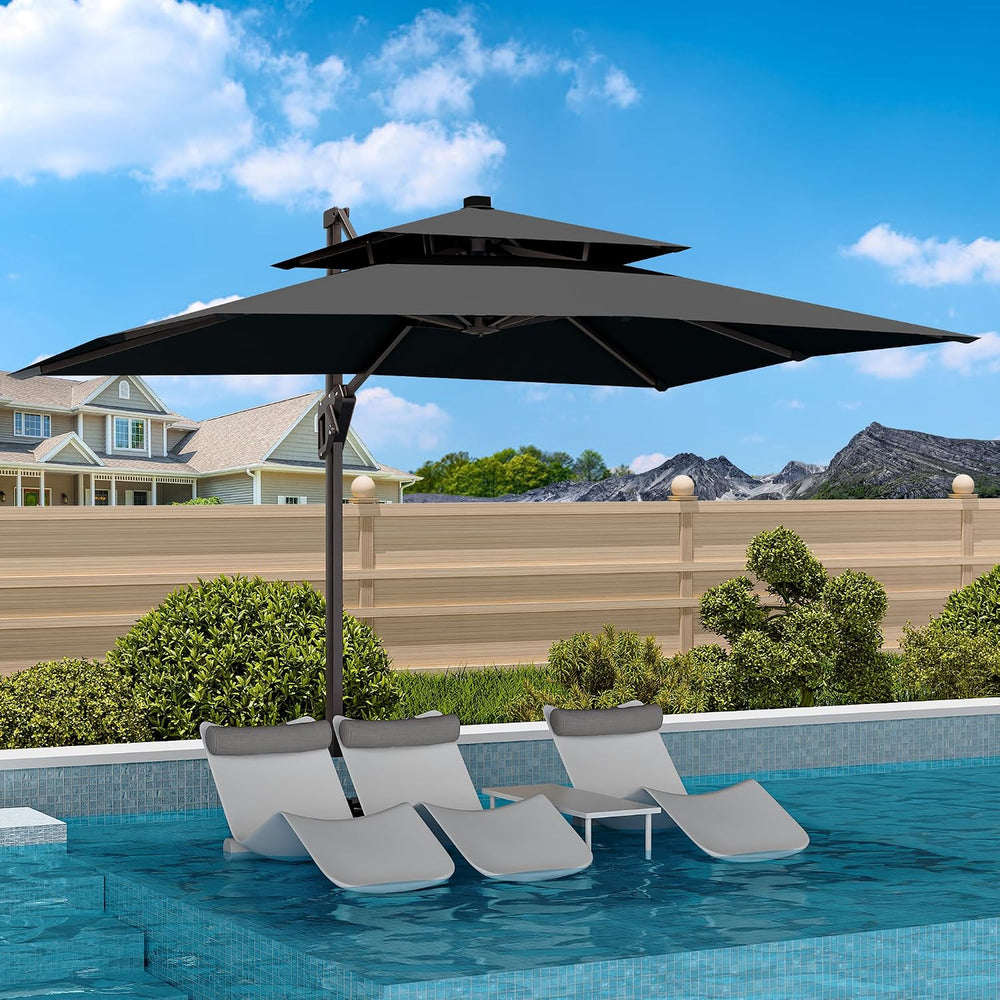 9' X 12' Cantilever Patio Outdoor Umbrella with Base Included