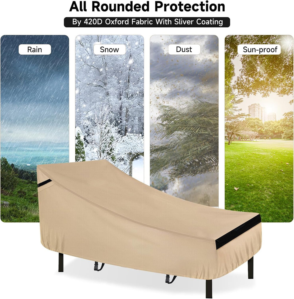NEVERLAND Lounge Chair Covers 2 Pack 420D Waterproof Heavy Duty 76"x32&q...
