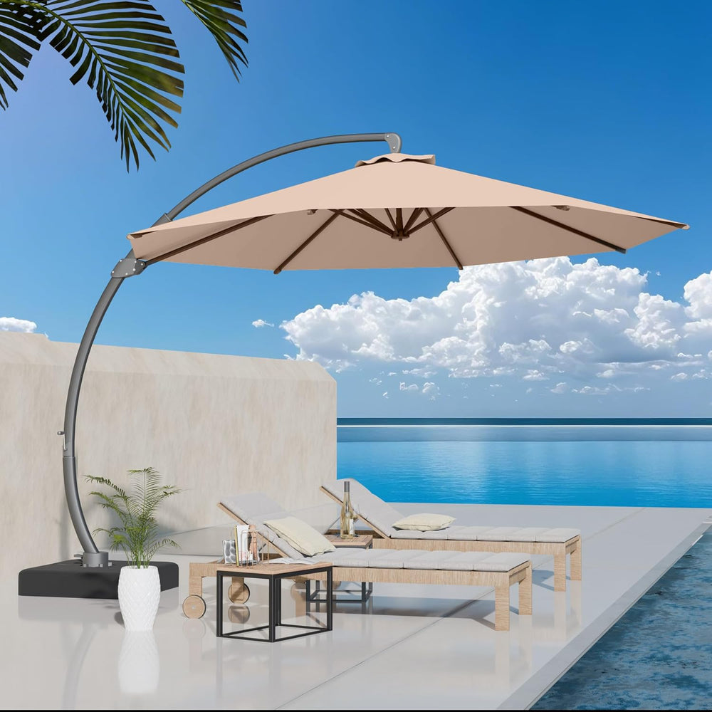 Kingdura 12ft Offset Cantilever Patio Umbrella with Base Included, Large Roun...