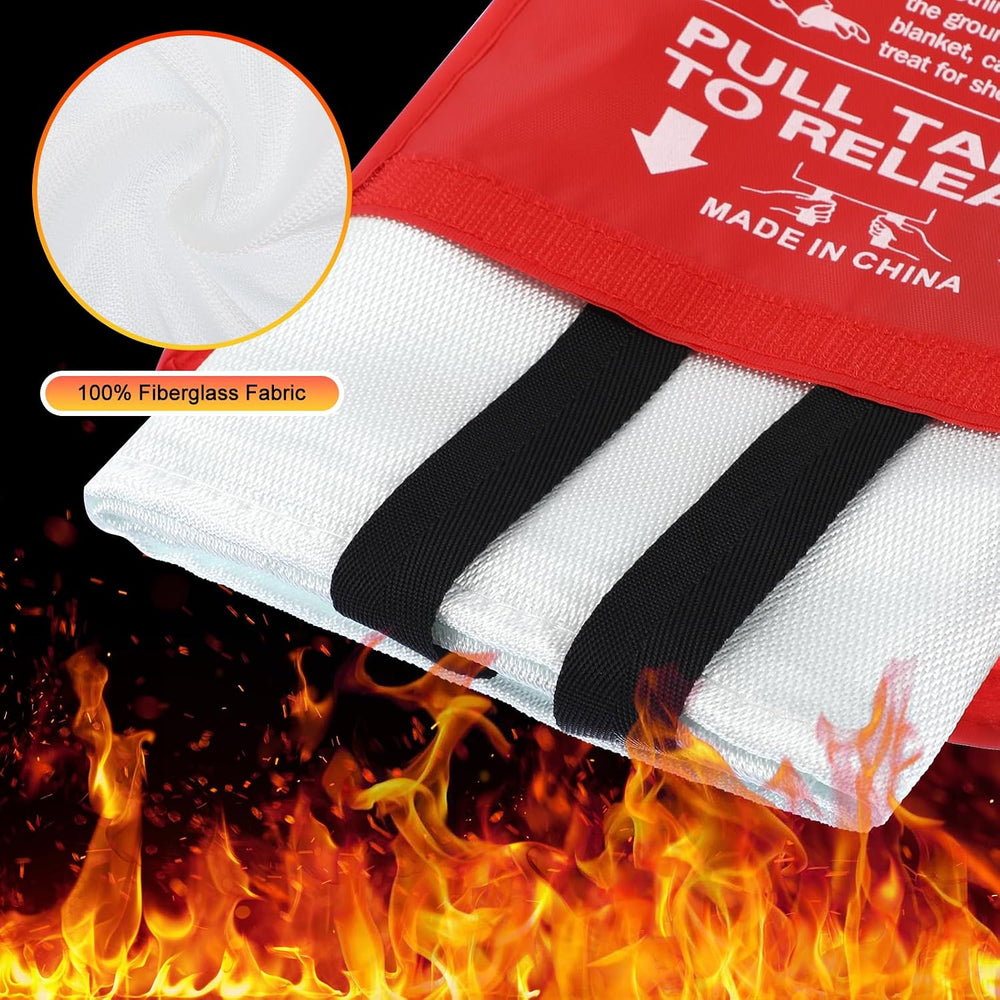 Macarrie 10 Pack Emergency Fire Blanket Bulk with Hooks and Gloves 40'