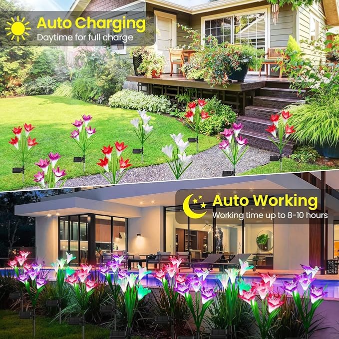 KOOPER Outdoor Solar Lights, 6 Pack Solar Garden Light with Bigger Lily Flowe...