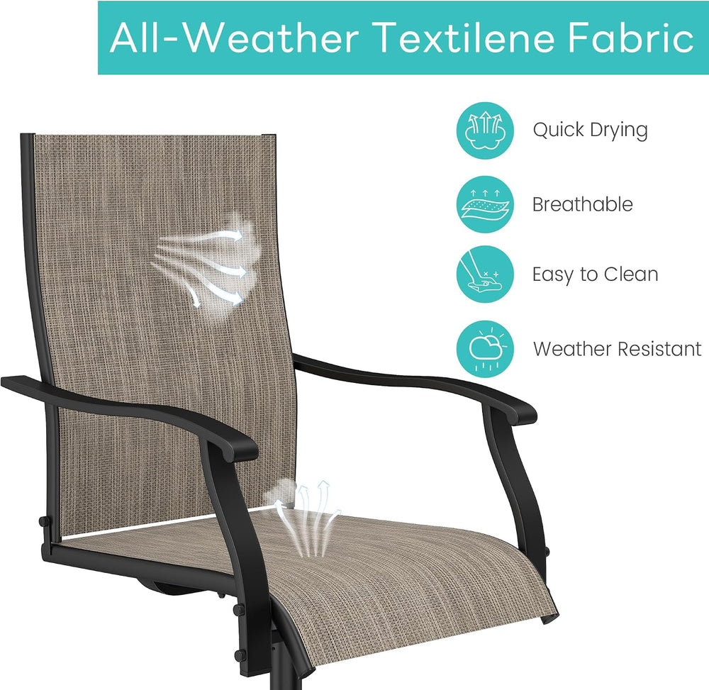 Patio Chairs Set of 2, Outdoor Swivel Chairs Set of 2, Brown