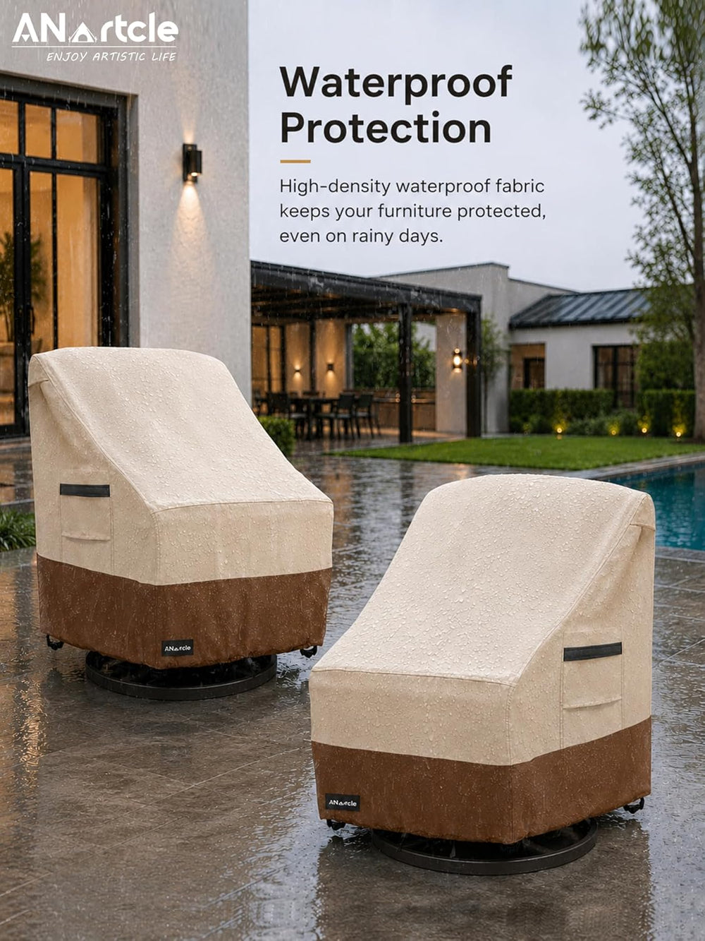 Outdoor Swivel Rocker Chair Cover 2 Pack,Patio Swivel Chair Covers for Outdoo...