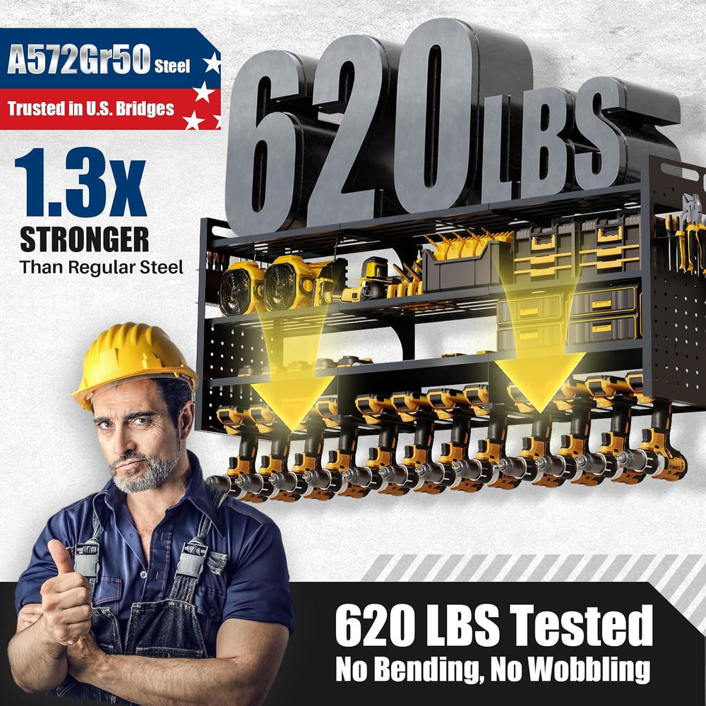 Large 49'' Wide Power Tool Organizer Wall Mount, 4-Tier