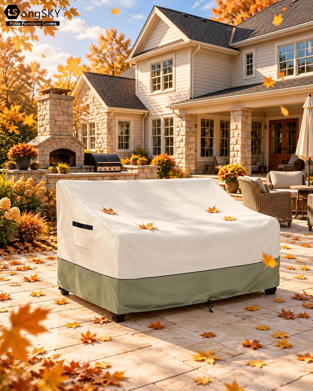 Outdoor 2-Seater Loveseat Cover,Patio Sofa Covers Fits up to 58W x 32.5D x 31...