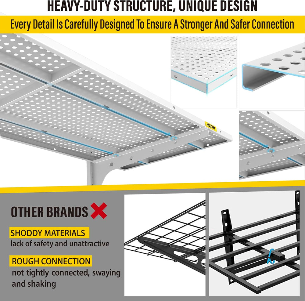 1pack×2 Tier 1.3x4ft Garage Shelving Wall Mounted, 260lbs Load Capacity,15.6x...