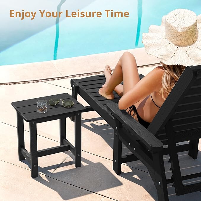 LUE BONA Outdoor Side Table Set of 2, HDPS Small Outdoor Table, Adirondack Si...