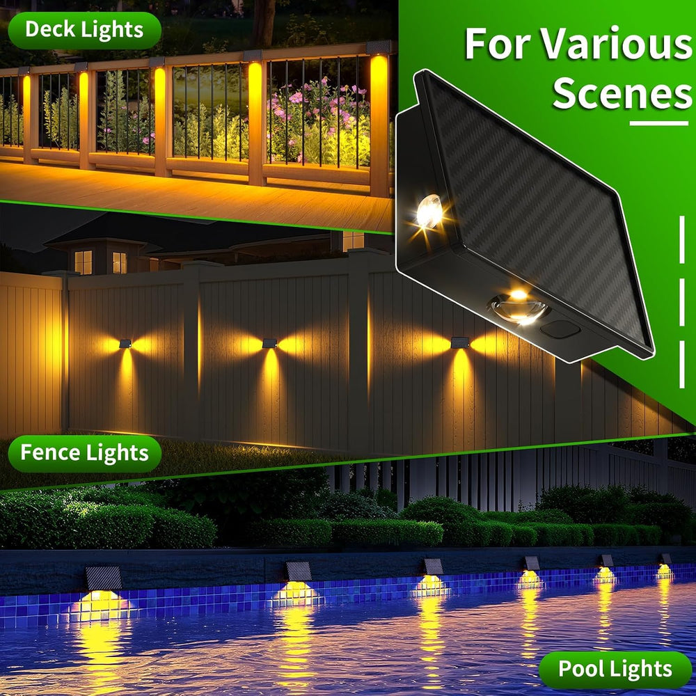 JSOT Solar Deck Lights Outdoor - 12 Pack Stair Step Fence Waterproof Light 5 ...