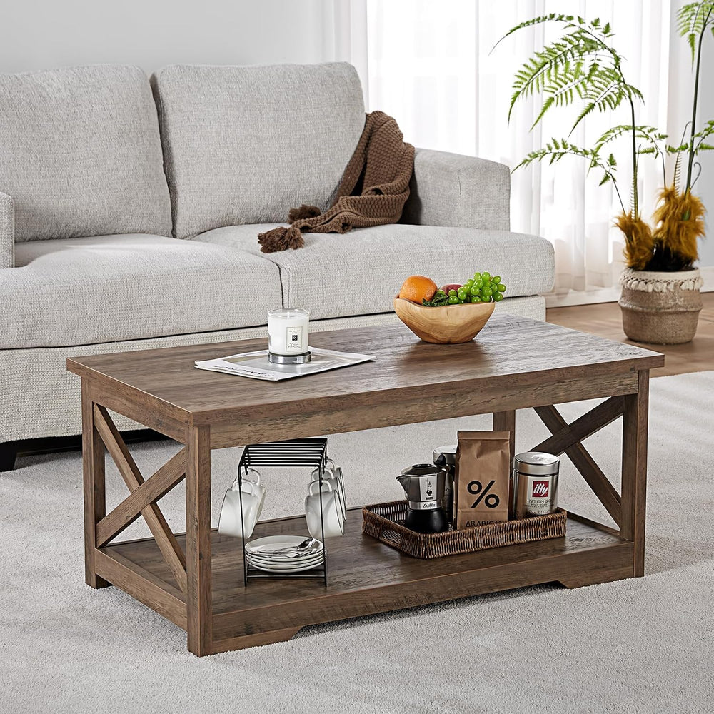 AMERLIFE Living Room Furniture Set, 59" Barnwood TV Stand with Fireplace