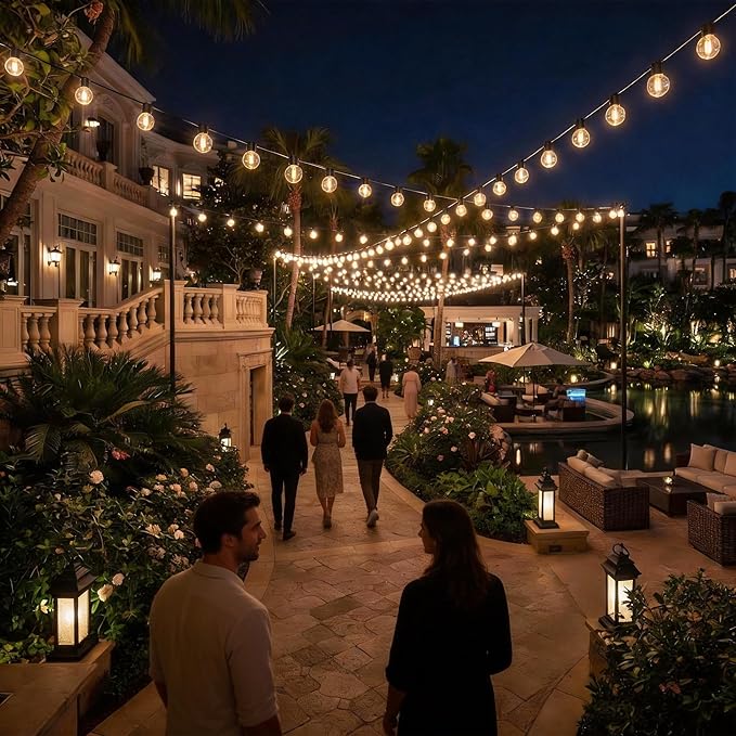 RTTY Dense-Glow 200FT Outdoor String Lights Expandable System with 100 G40 Bu...