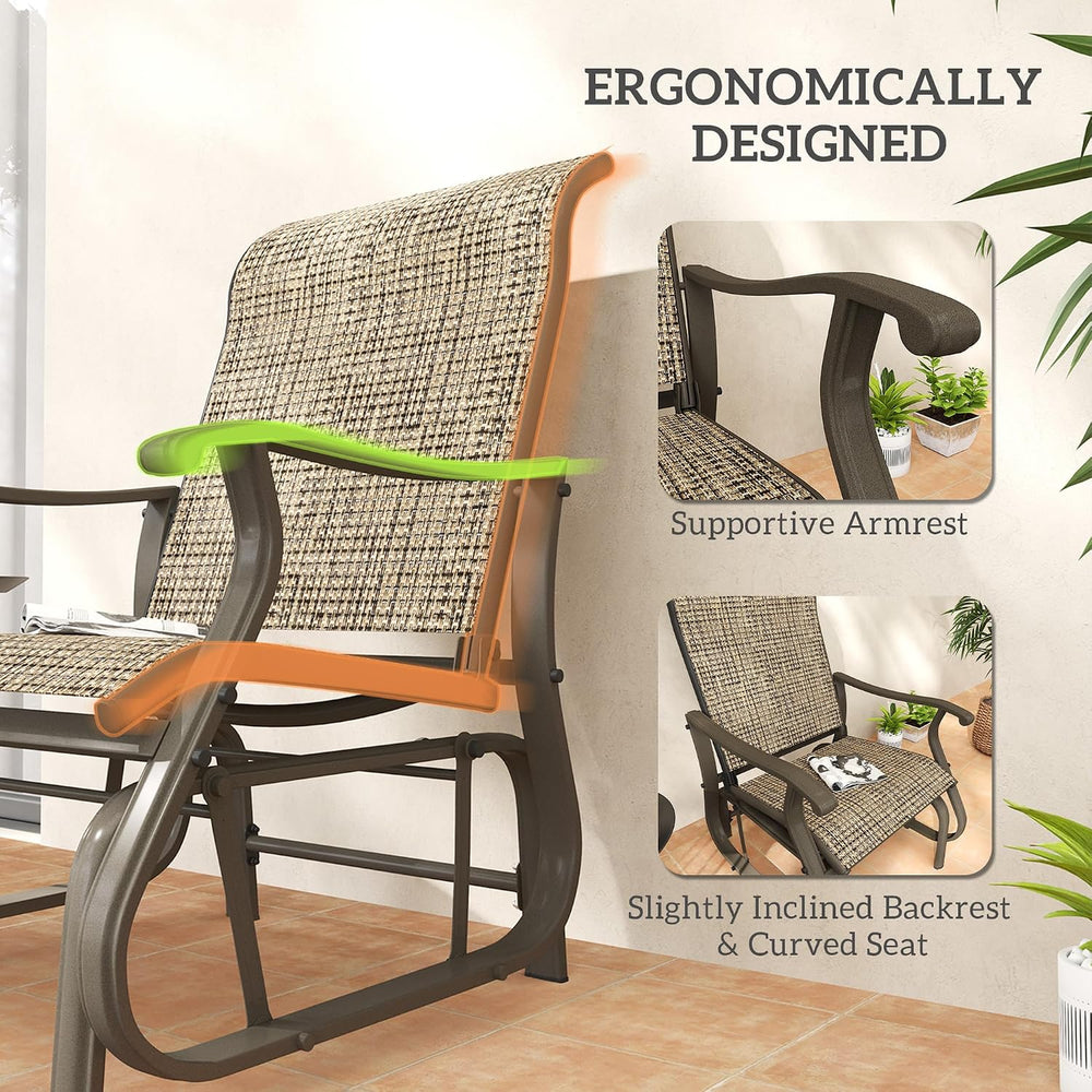 Outsunny Outdoor Glider Chair Patio Garden Steel Frame Light Mixed Brown