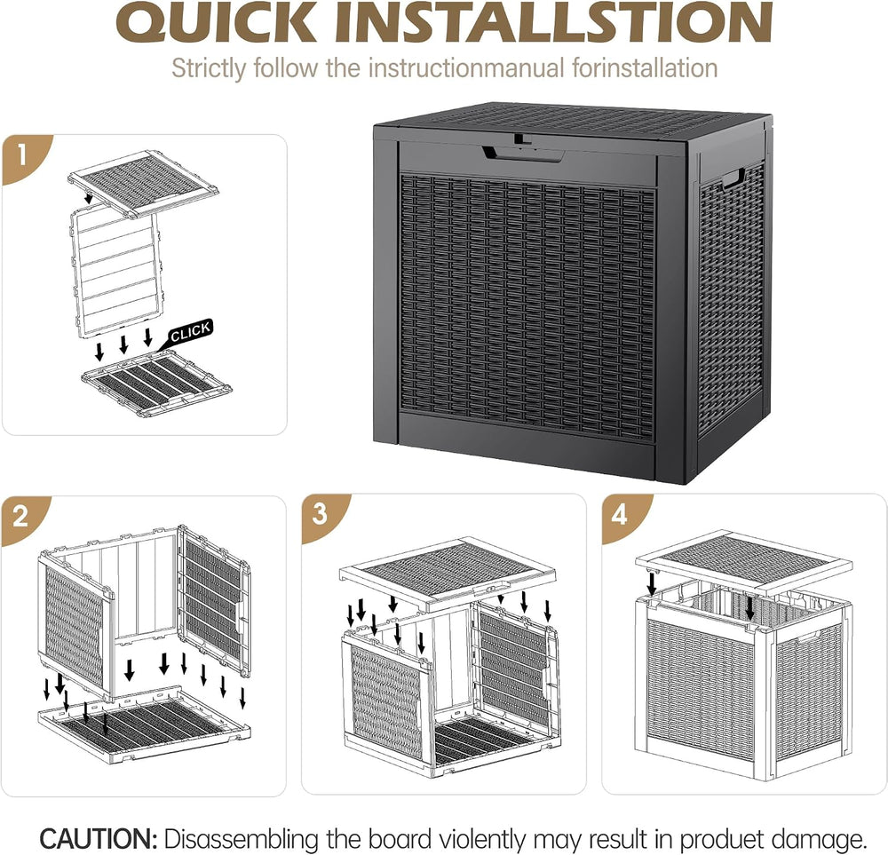Outdoor Storage Waterproof Deck Box for Patio (32 Gallon, Black)