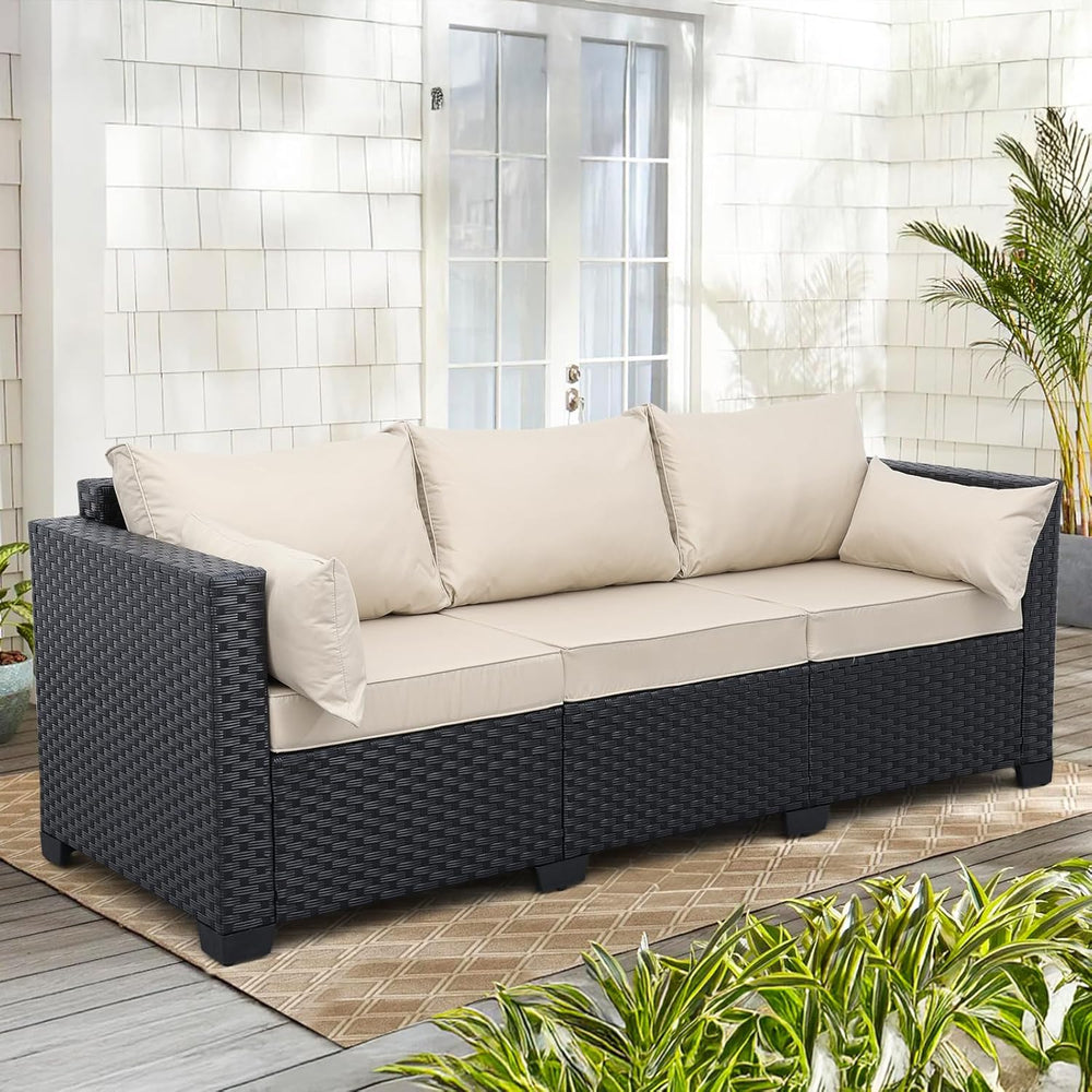 Rattaner Patio Furniture 3-seat Sofa Wicker Outdoor Furniture Outdoor Couch D...