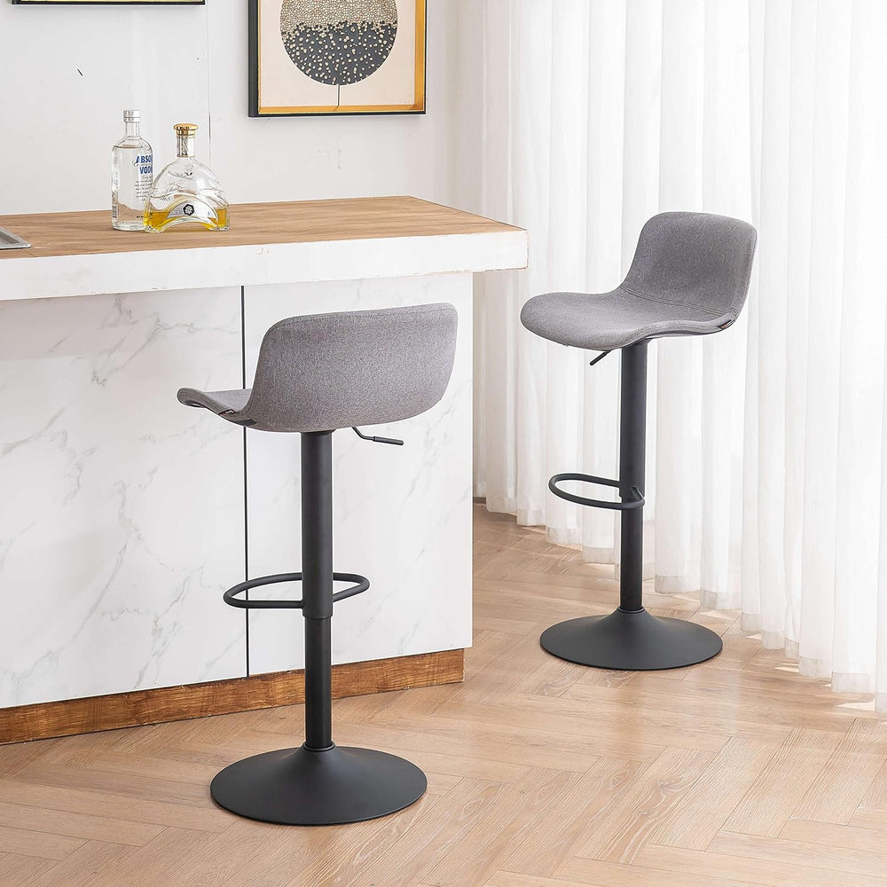 YOUTASTE Fabric Grey Bar Stools Set of 2, Modern Upholstered Counter Height B...