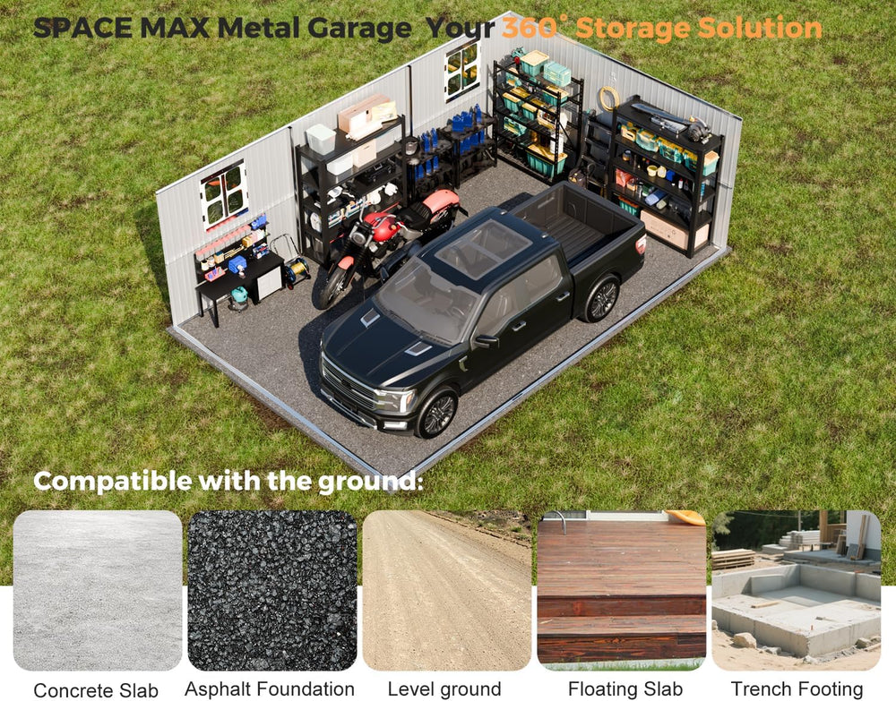 Military-Grade 13x20 FT Metal Garage Large Outdoor Storage Building Kits