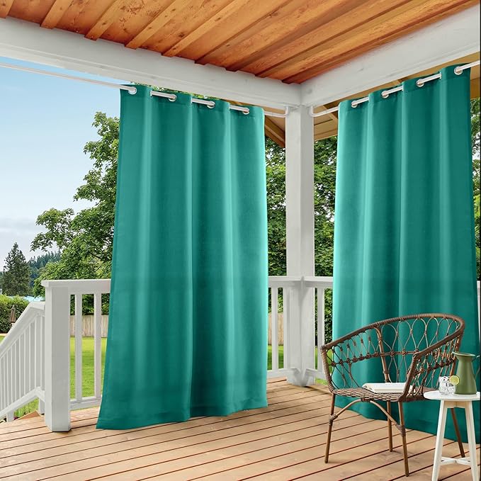 TOWN & COUNTRY BASICS Cabana Solid Heavyweight Indoor Outdoor Curtains, L...