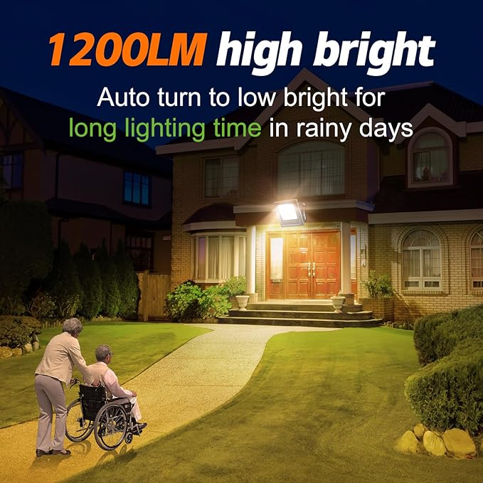 Solar Lights Outdoor Solar Flood Dusk to Dawn Lights 4400mAh 3000K Warm White...