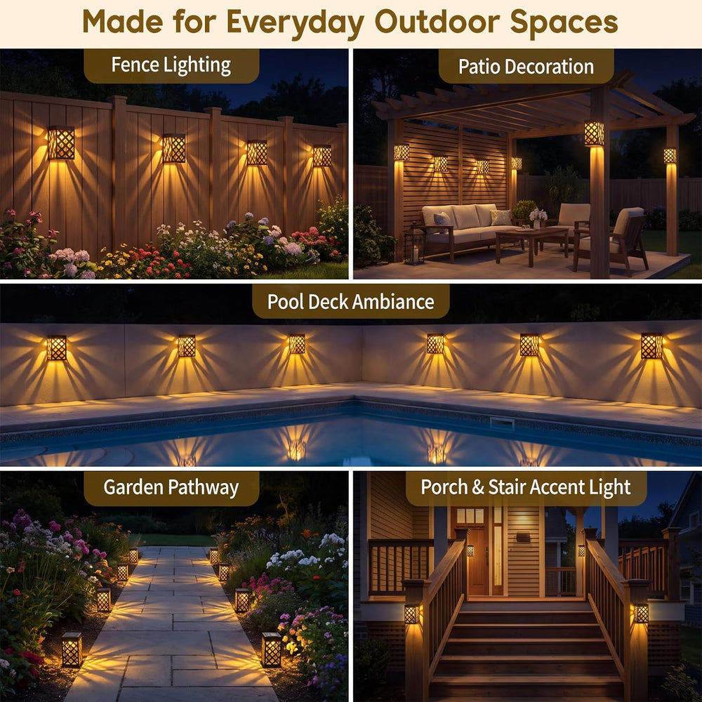 Solar Fence Lights Outdoor, 8 Pack Decorative Solar Lights with Warm Glow