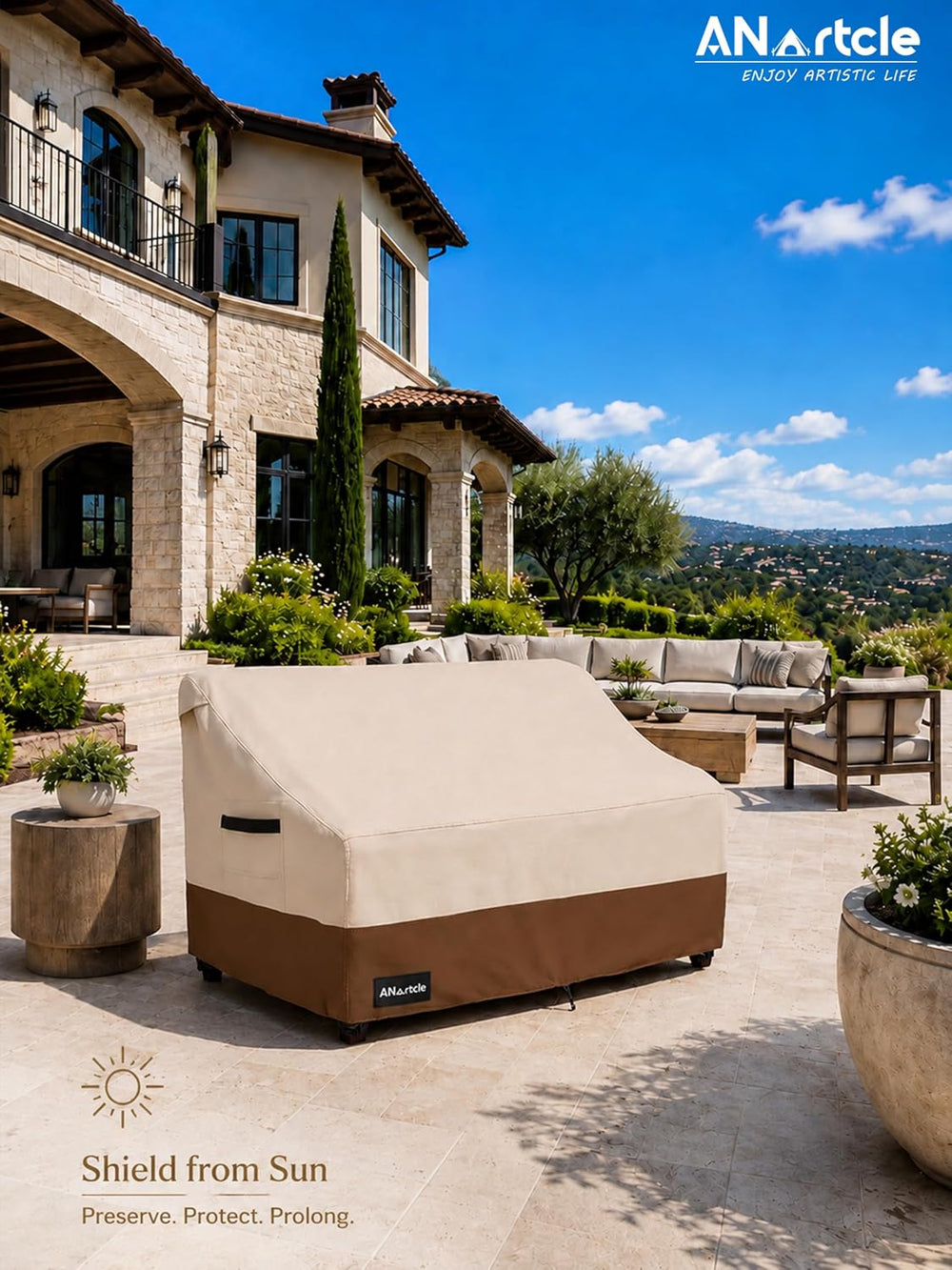 ANartcle 3-Seater Patio Sofa Cover,79W x 37D x 35H Inches Outdoor Couch Cover...