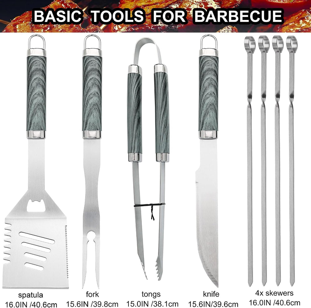 grilljoy 24PCS BBQ Grill Tools Set with Meat Thermometer and Injector - Extra...