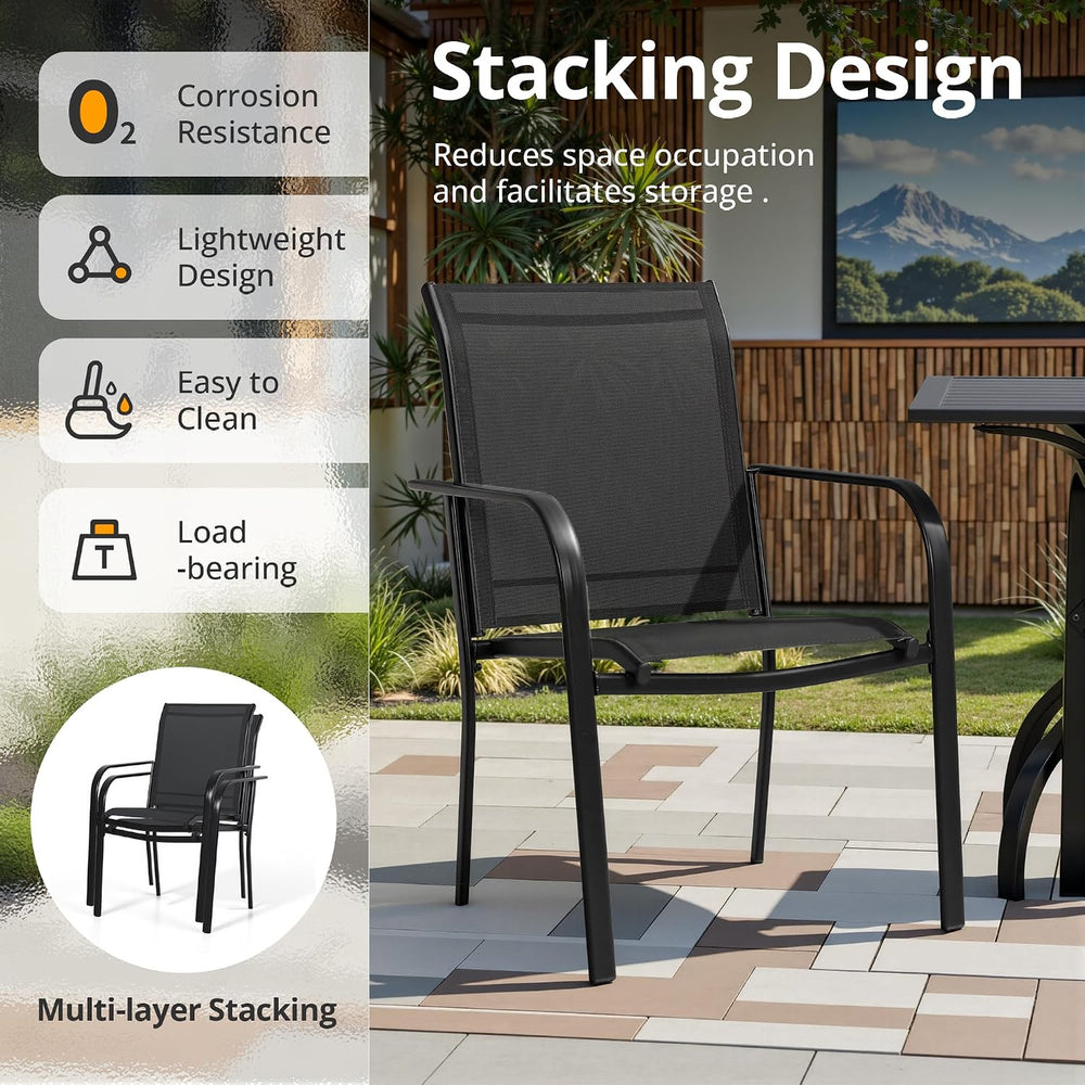 Crownland 7 Piece Patio Dining Set, Textilene Dining Sets, 6 Textilene Metal ...