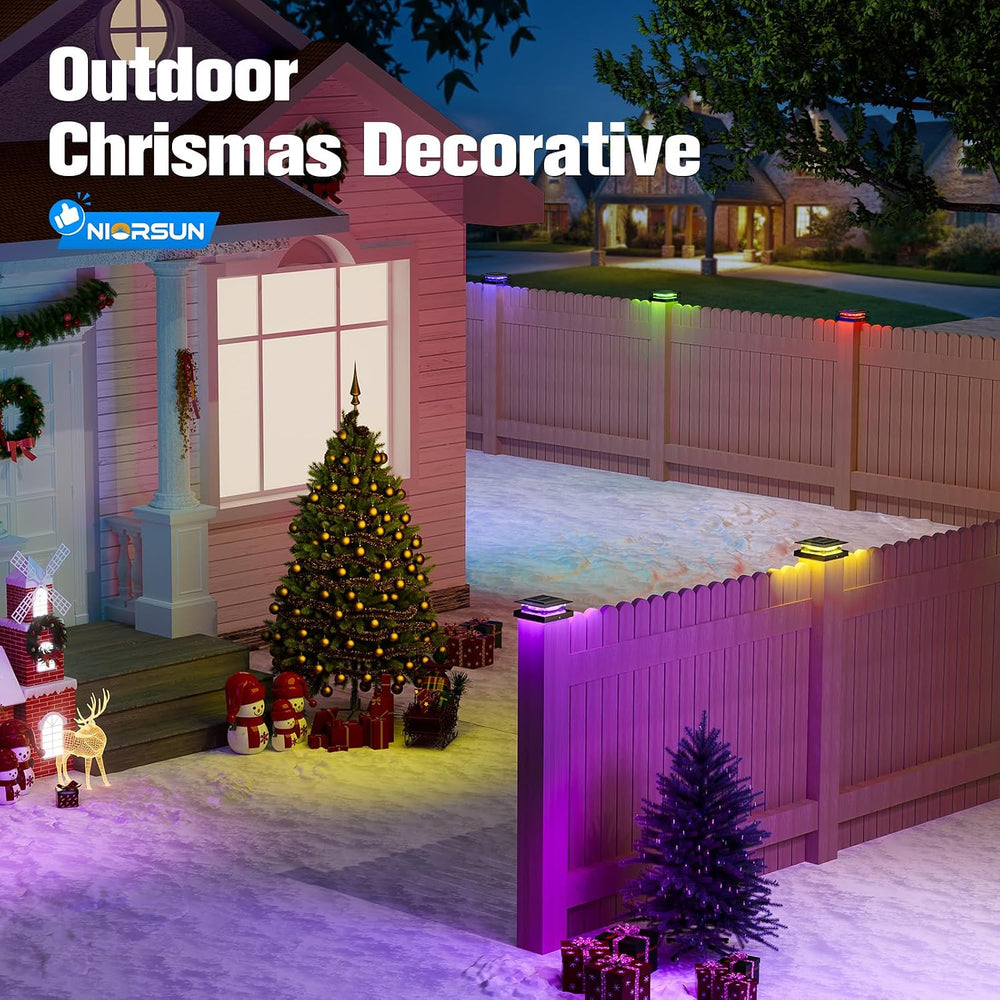 NIORSUN 4x4 Post Solar Lights Color Changing,Solar Post Light, 6 Pack Black