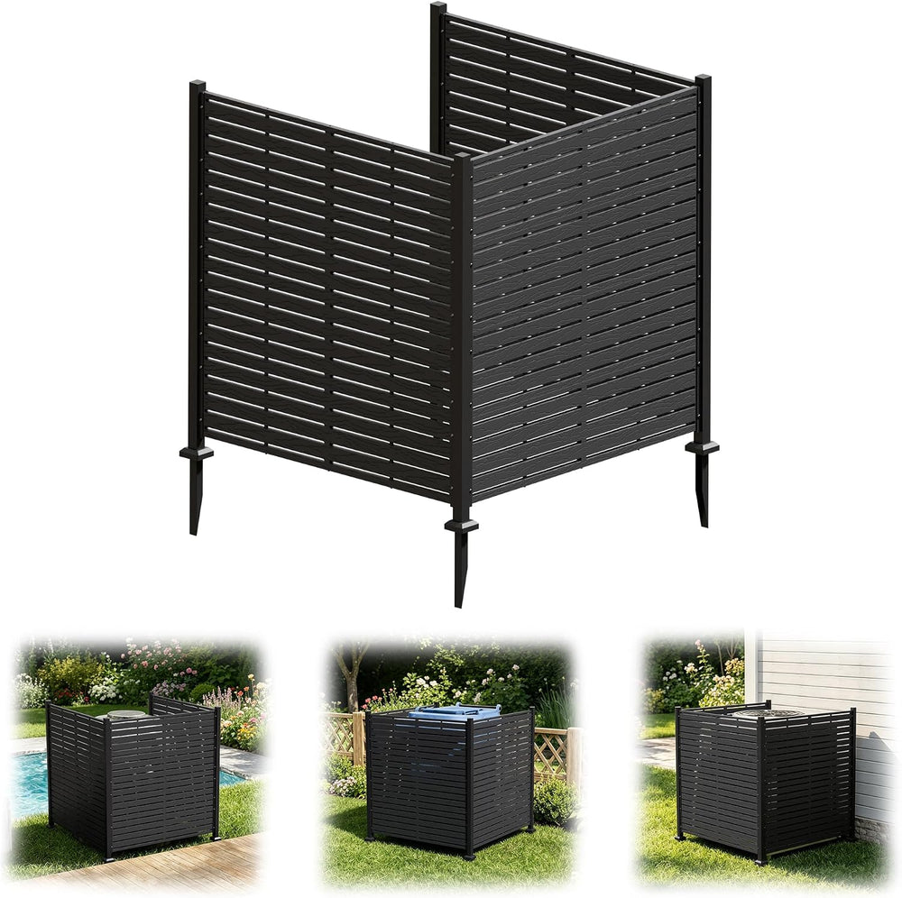 3 Panels Outdoor Air Conditioner Fence, 48" W X 51" H No-Dig Outdoo...