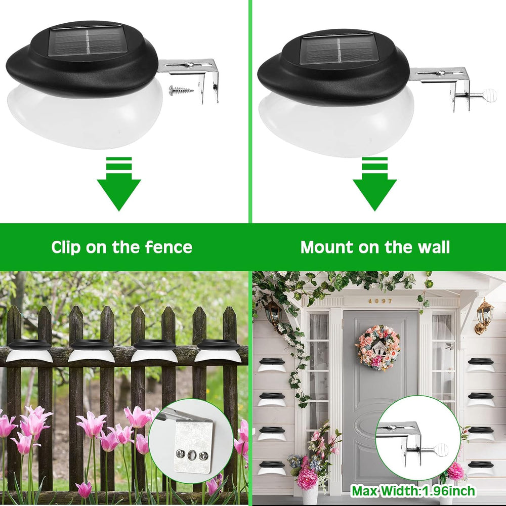 Yinder 12 Pieces Solar Gutter Lights Outdoor 9 LED Waterproof Gutter Solar Li...