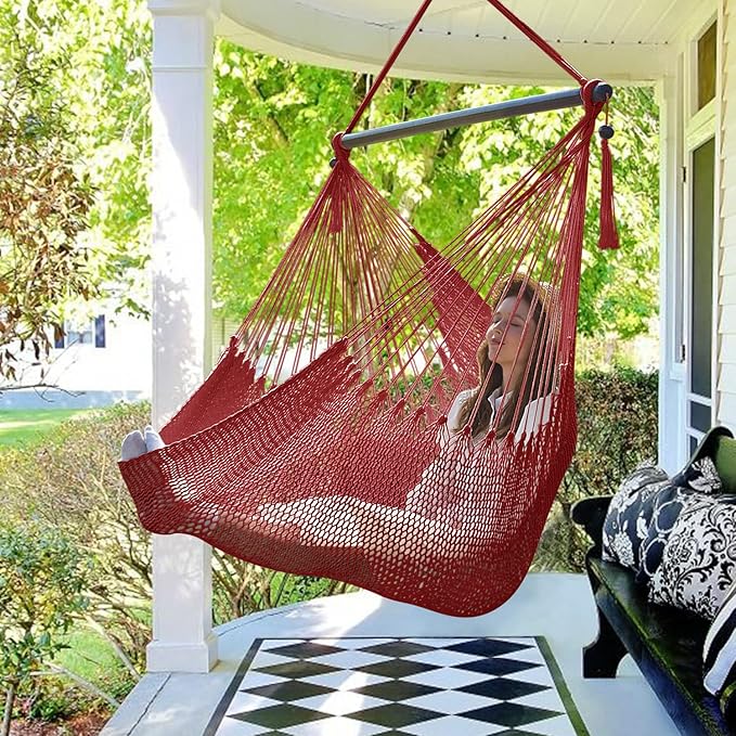 Bathonly Large Hammock Chair with Spreader Bar, Caribbean Hammock Swing Chair...